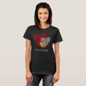 Three Hearts Buffalo Plaid Lunch Lady Valentine's Tシャツ (正面フル)