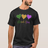 Three Hearts for Mardi Gras - Cute I Love Mardi Gr Tシャツ (正面)