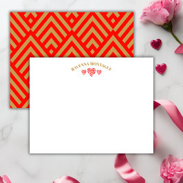 Three Hearts Gold Apple Red Striped Fans Note Card ノートカード
