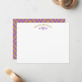 Three Hearts Gold Grapevine Striped Fans Note Card ノートカード (正面/裏面インサイチュ)
