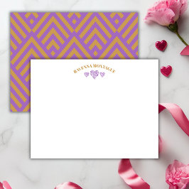 Three Hearts Gold Grapevine Striped Fans Note Card ノートカード