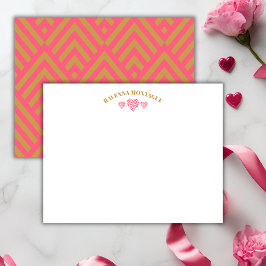 Three Hearts Gold Watermelon Pink Fans Note Card ノートカード