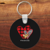 Three Hearts Leopard Buffalo Plaid Mimi Life Valen キーホルダー (正面)