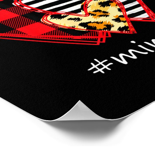 Three Hearts Leopard Buffalo Plaid Mimi Life Valen ポスター (角)