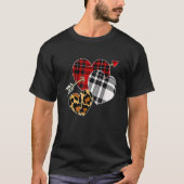 Three Hearts Leopard Plaid Valentine's Day For Boy Tシャツ (正面)