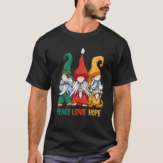 Three Hippie Gnomes, Peace Gnome, Funny Retro Tie  Tシャツ (正面)