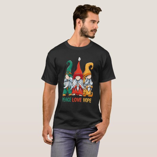 Three Hippie Gnomes, Peace Gnome, Funny Retro Tie  Tシャツ (正面フル)
