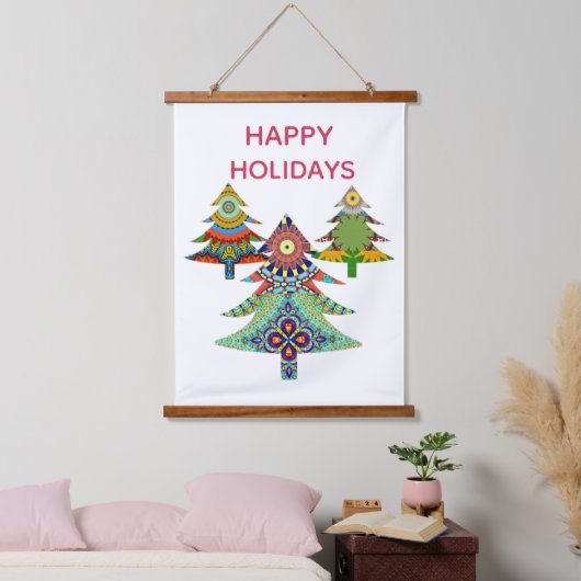 THREE HOLIDAY TREES 吊り下げ型タペストリー (寝室)