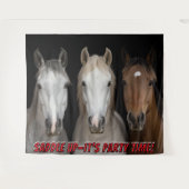 Three Horses Party Time Photo Backdrop  タペストリー (正面(横))