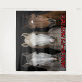 Three Horses Party Time Photo Backdrop  タペストリー (正面)