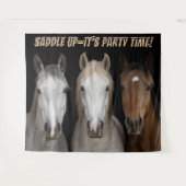 Three Horses Party Time Photo Backdrop  タペストリー (正面(横))