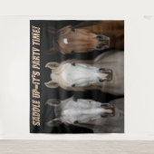 Three Horses Party Time Photo Backdrop  タペストリー (正面)