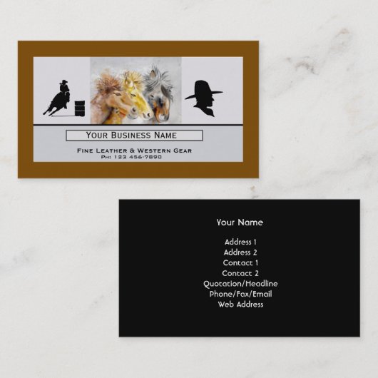 Three Horses Western Business Card 名刺 (正面/裏面)