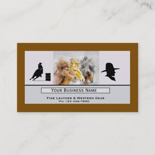Three Horses Western Business Card 名刺 (正面)