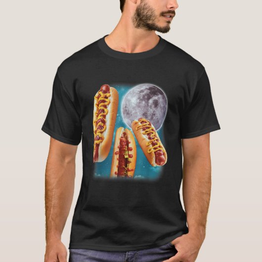 Three Hot Dogs Glizzy Moon Howling Funny Meme Tシャツ (正面)