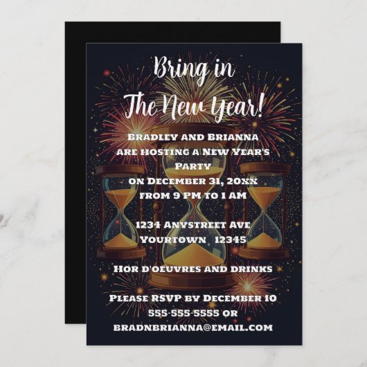 Three Hourglasses New Year's Eve Party 招待状 (正面/裏面)