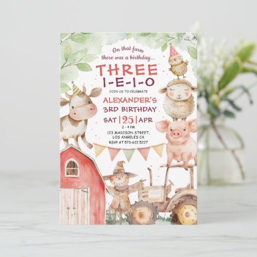 THREE-I-E-I-Oかわいい男の子ファームの第3の誕生日 招待状 (スタンド正面)