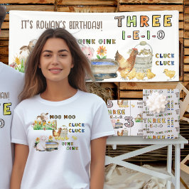 Three-i-e-i-o ファームテーマ3歳の誕生日パパママギフト tシャツ
