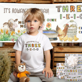 Three-i-e-i-o 3歳の誕生日 農場の童謡 トドラーTシャツ