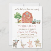 Three I E I O Birthday Invitation, Editable Boy 3r 招待状 (正面)