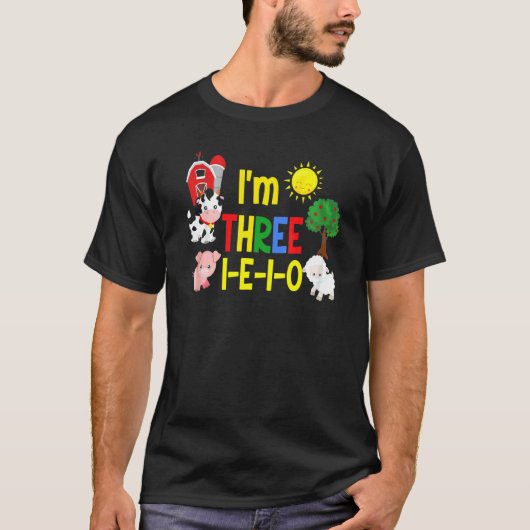 Three I E I O Farmパーティー3rdバースデーガールウェア Tシャツ (正面)