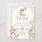 Three I E I O Farm 3歳の誕生日招待状 招待状 (正面)