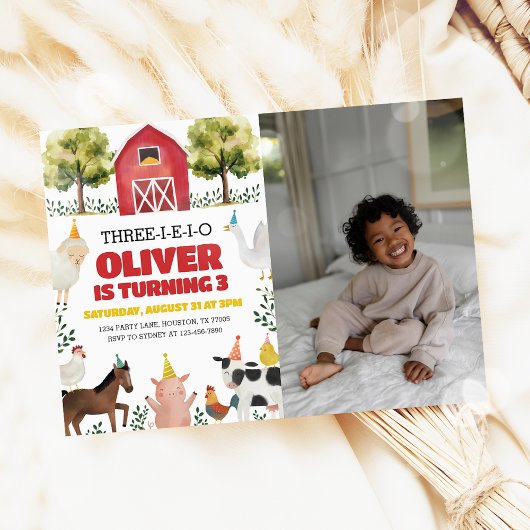 Three-I-E-I-O Farm 3rd誕生日フォト招待状 招待状