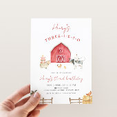 Three-I-E-I-O Red Barn Farm 3rd Birthday Party 招待状