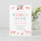 THREE-IEIO, オールド・マクドナルド・ガール 3歳の誕生日パーティー 招待状 (スタンド正面)
