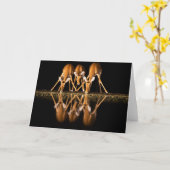 Three Impala Drink Together at Night カード (黄色い花)