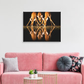 Three Impala Drink Together at Night キャンバスプリント (インサイチュ (リビング))