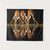 Three Impala Drink Together at Night タペストリー (正面(横))