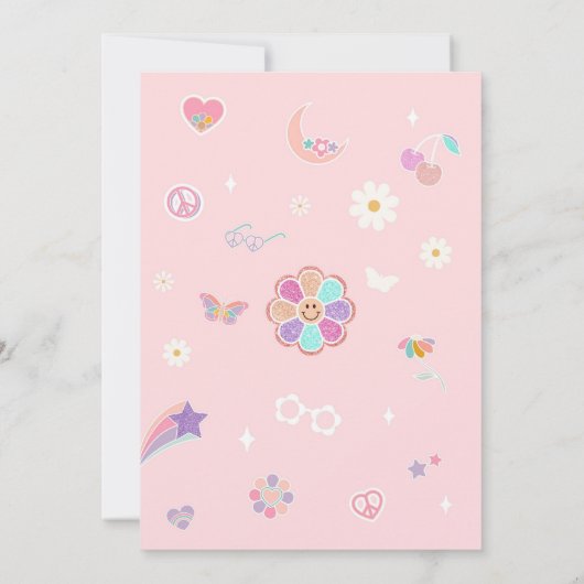 Three Is A Vibe Cloud Rainbow Sun 3rd Birthday  招待状 (裏面)