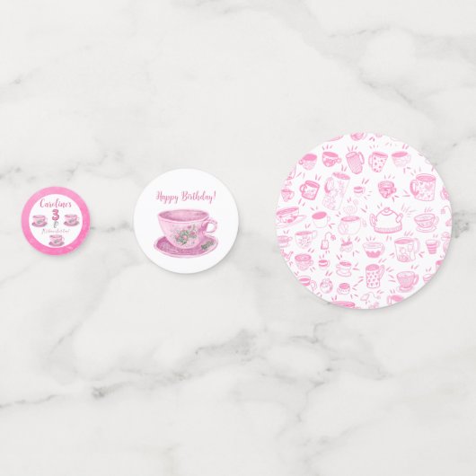 Three It’s Time for Tea 3rd Birthday Invitation コンフェッティ (裏面)