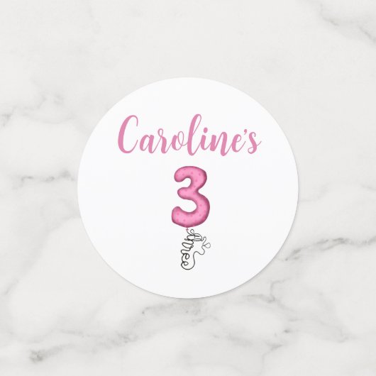 Three It’s Time for Tea 3rd Birthday Invitation コンフェッティ (スモール正面)