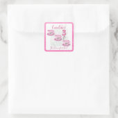 Three It’s Time for Tea 3rd Birthday Invitation スクエアシール (バッグ)