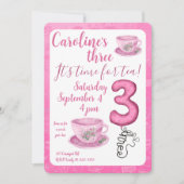 Three It’s Time for Tea 3rd Birthday Invitation 招待状 (正面)