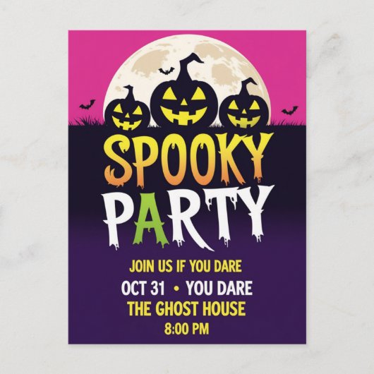 Three Jack O'Lantern Spooky Party シーズンポストカード (正面)