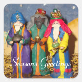 Three kings bearing gifts for baby Jesus christmas スクエアシール (正面)