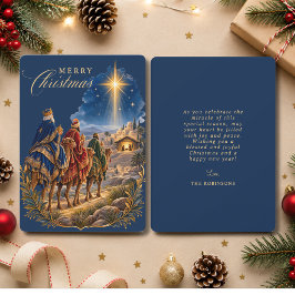 Three Kings Christmas Religious Nativity Blue Gold シーズンカード