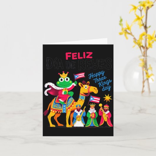 Three Kings Day Puerto Rican &amp; Coqui Frog Bori カード (黄色い花)