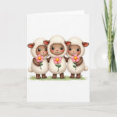Three Lambs Flower Friend Card カード (正面)