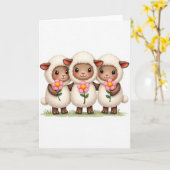 Three Lambs Flower Friend Card カード (黄色い花)