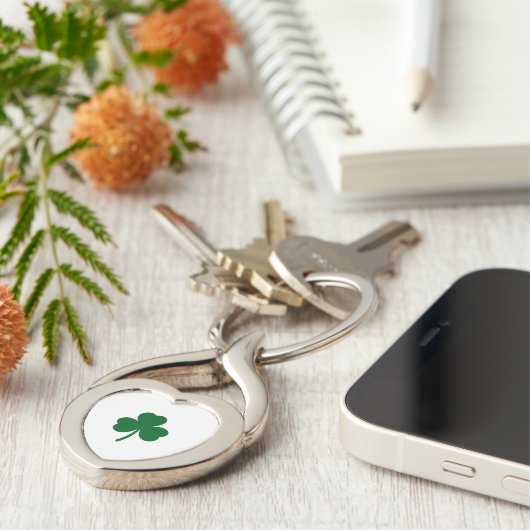 Three Leaf Clover Keychain in Forest GreenMetalArt キーホルダー (側面)