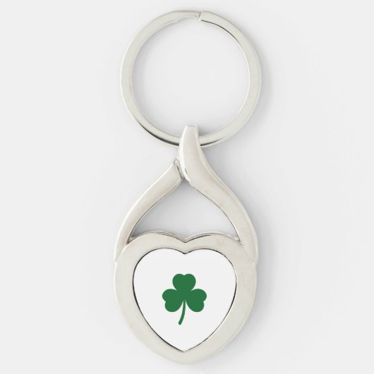 Three Leaf Clover Keychain in Forest GreenMetalArt キーホルダー (正面)