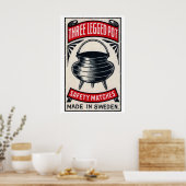 Three-Legged Pot Sweden 1920s-30s Matchbox Label ポスター (キッチン)