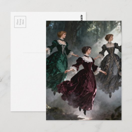 Three levitating women in the forest ポストカード (正面/裏面)