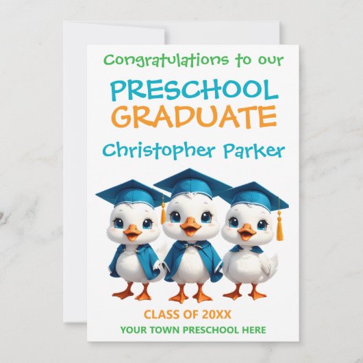Three Little Geese Preschool Graduation カード (正面)