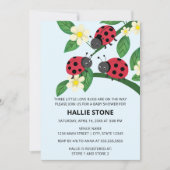 Three Little Love Bugs Ladybug Baby Shower 招待状 (正面)