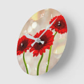 Three Little Red Gerberas Acrylic wall clock ラウンド壁時計 (傾斜)